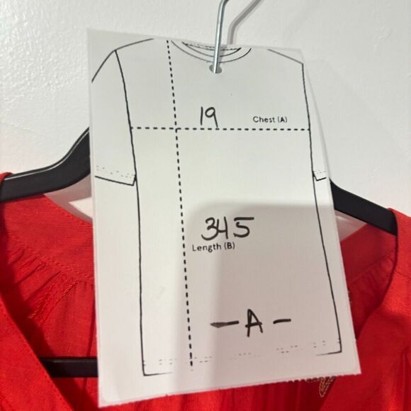 Figueroa Flower Women's Floral Embroidered Tiered Dress Red Small Short Sleeve - Picture 7 of 7